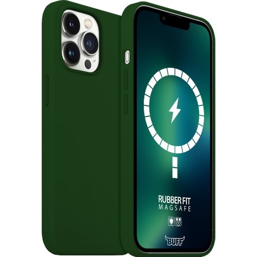 Buff İphone 13 Pro Max Magsafe Rubber Fit Kılıf Dark Green - Buff