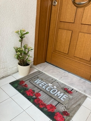 Homiano Kauçuk Kapı Paspası - Çiçekli Welcome - 4