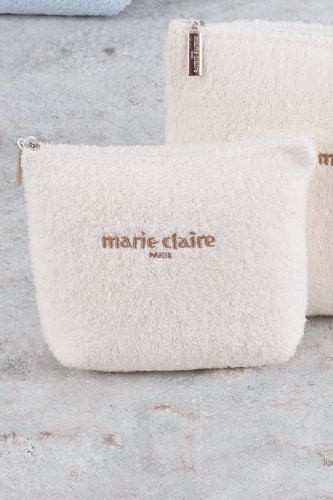 Marie Claire Laisa Krem Pamuklu Nakışlı-Fermuarlı-Astarlı Yetişkin Makyaj Çantası - Marie Claire