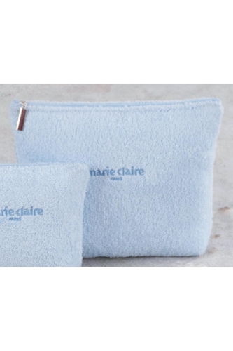 Marie Claire Laisa Mavi Pamuklu Nakışlı-Fermuarlı-Astarlı Yetişkin Makyaj Çantası - Marie Claire