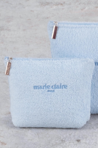 Marie Claire Laisa Mavi Pamuklu Nakışlı-Fermuarlı-Astarlı Yetişkin Makyaj Çantası - Marie Claire