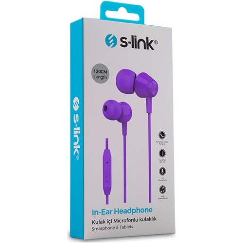 S-Link Sl-Ku160 Mobil Uyumlu Kulak İçi Mikrofonlu Kulaklık Mor - S-Link (1)