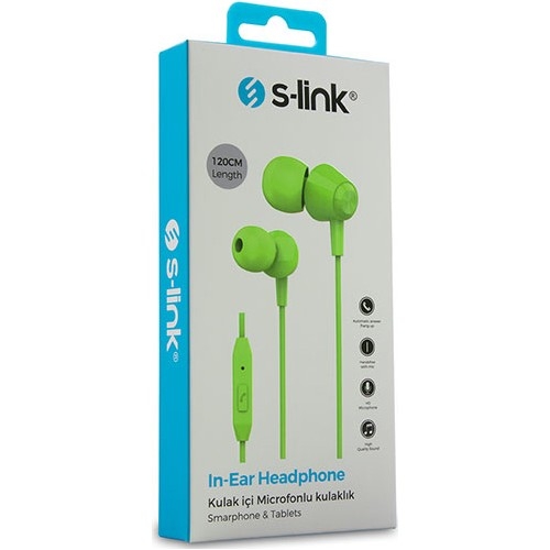 S-Link Sl-Ku160 Mobil Uyumlu Kulak İçi Mikrofonlu Kulaklık Yeşil - S-Link (1)